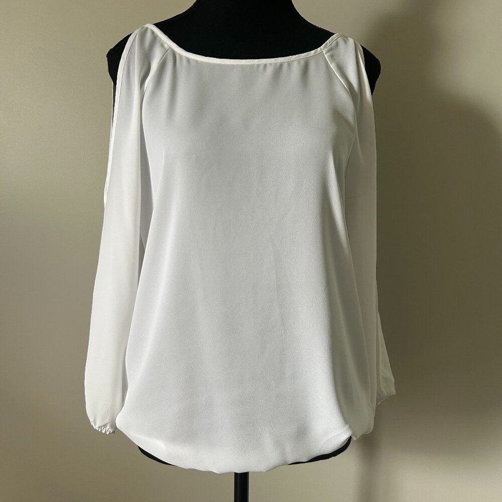 Sheer Cold Shoulder White Blouse